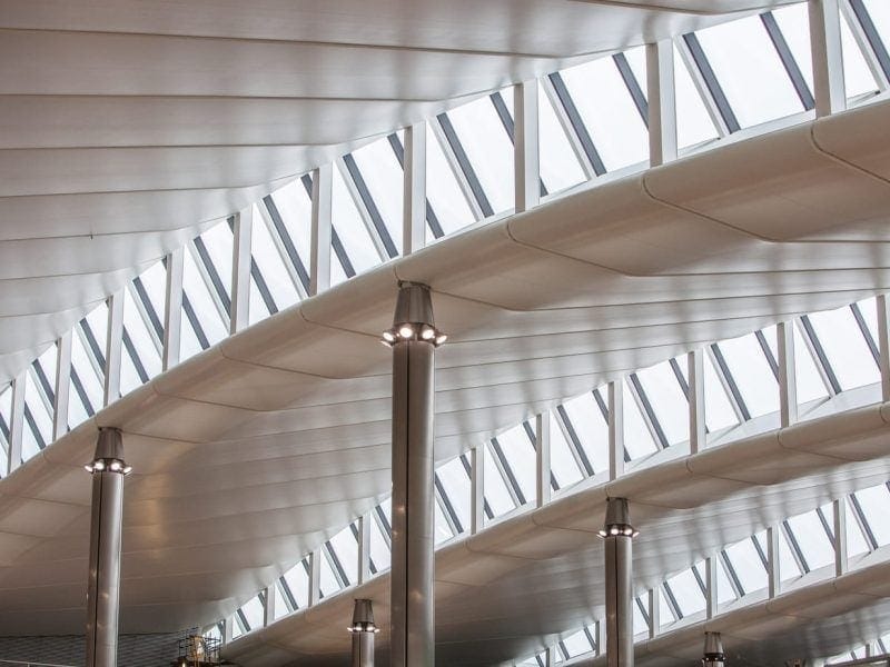 Heathrow, Terminal 2, roof architecture, January 2014.